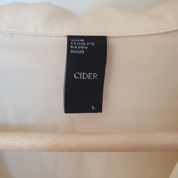 Cream Satin Button-down Blouse - Picture 2 of 3